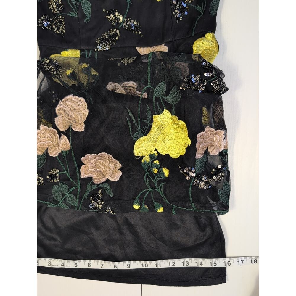Lulu's Rue Black Floral Embroidered Sequin Bodycon Mini Dress Size XS - Picture 9 of 14